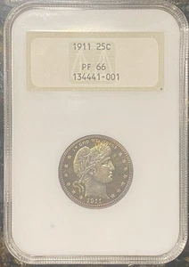 1911 Barber Quarter 25C Proof NGC PR66 Old Holder - Picture 1 of 7