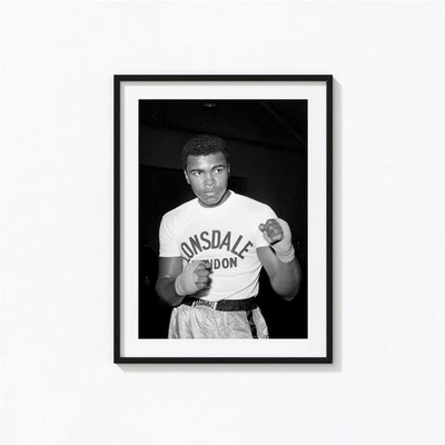 Muhammad Ali Print, Muhammad Ali Black and White Wall Art, Vintage Print - Image 1 of 4