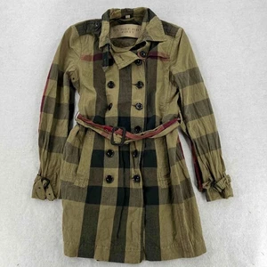 BURBERRY Brit Trench Coat Women Logo Check Print Button Up Double Breasted Sz 40 - Picture 1 of 12