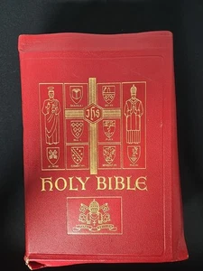 Vintage The Catholic Press, Inc Holy Bible Papal Edition Red 1950s Leather READ* - Picture 1 of 5