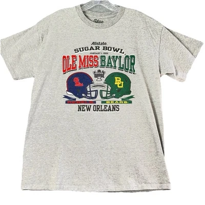 Ole Miss Baylor Bears 2022 Allstate Sugar Bowl New Orleans Gray T-Shirt Sz L - Image 1 of 4