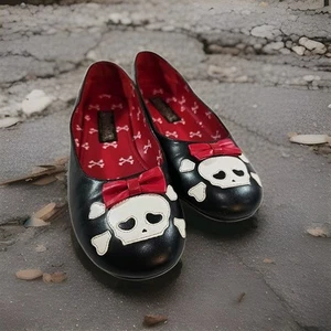 Zapatos de ballet Funtasma negros con calavera y huesos cruzados, talla 7-7,5 Halloween, día de muertos - Imagen 1 de 9