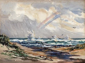 B M Olphert - Watercolour Painting - Rainbow Coastline Possibly South Africa - Picture 1 of 5