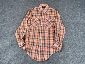 VTG 80s Western Style Shirt Adult Small Orange Plaid JCPenney Rockabilly - Picture 1 of 9