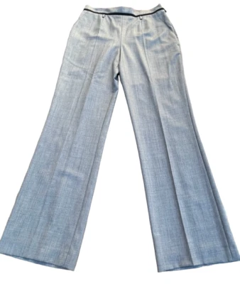 Pantalones de vestir ESCADA NUEVOS SIN ETIQUETAS gris 100 % lana pierna recta cintura alta talla 42 Foto 1 de 4