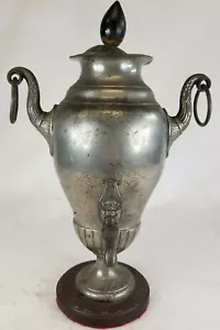 Antique English European Pewter Hot Water Urn Coffee Tea Pot Samovar - Picture 1 of 11