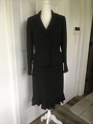 Traje Falda Nipon Boutique Para Mujer 2 Piezas Negro Encaje Poliéster Forrado Volantes Talla:6 Foto 1 de 4