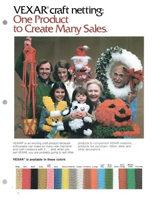 VEXAR CRAFT NETTING Print Ad + 11 Macrame' Pattern Craft Ideas Instructions - Image 1 of 4