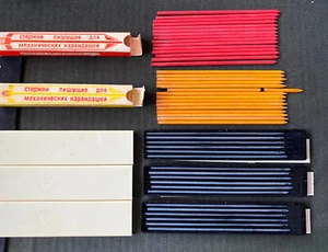 USSR CZECHOSLOVAKIA BOHEMIA WORKS BLACK and COLORED MECHANICAL PENCIL LEAD SET - Picture 1 of 20