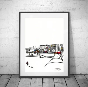 MARGATE ❤ Kent ❤ SIGNED ORIGINAL FRAMED PAINTING urban mid century boho bauhaus - Picture 1 of 9