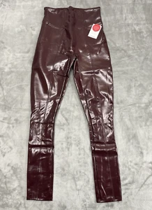 Spanx Pants Women Small Ruby Faux Leather Patent Stretch Leggings Casual Preppy - Picture 1 of 12