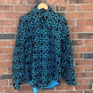 Vtg 70s Dagger Collar Shirt Mens Medium Velvet Burnout Disco Hippie Psychedelic - Picture 1 of 10