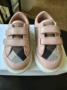 Burberry Heacham Check Canvas Sneaker, Peony Rose/Tan - Infant/Toddler - Size 19 - Picture 1 of 9