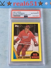 1987 Topps Box Bottoms #C STEVE YZERMAN | PSA Authentic | Detroit HOF | Hand Cut