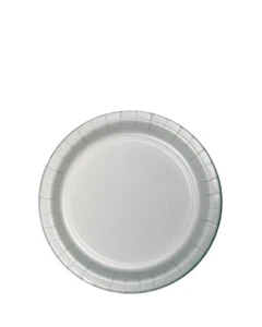 Silver Lunch Paper Plates 24Pk Solid Tableware Birthday Party Supplies Wedding - Picture 1 of 1