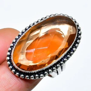 Morganite Gemstone Handmade 925 Sterling Silver Jewelry Ring Size 6.5 - Picture 1 of 2