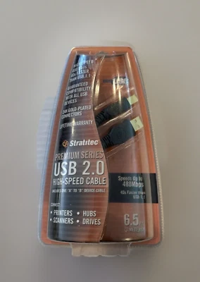NEW Stratitec DXUSB2AB USB 2.0 high speed cable 6.5 ft A to B cable / printer - Image 1 of 4