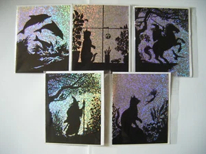 Heidnische Karten x 5 True Vintage SCHATTENMAGIE Hippie Mythischer Zauberer LOT4 - Bild 1 von 5