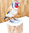 Hand Carved Painted Goldfinch Greenfinch Barn Owl Birds Wood Log Figure Ornament