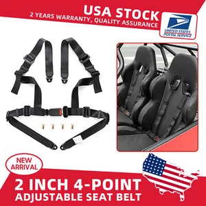 1x 4 Point Safety Harness Seat Belt Universal Fit Racing Car UTV 2 inches BLACK - Picture 1 of 13