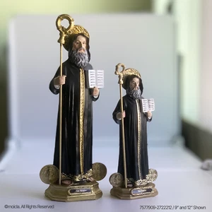Estatua de resina de San Benito - Estatuilla católica disponible en dos tamaños 9" - 12" - Imagen 1 de 11