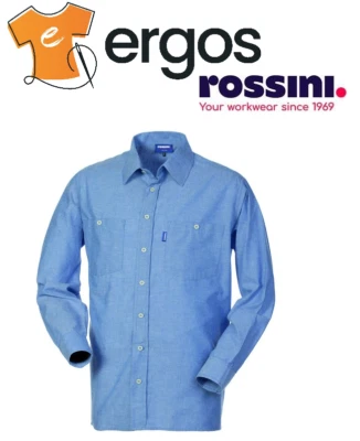 ROSSINI Camicia METAL Manica Lunga da Uomo 100% Cotone da Lavoro Azzurro HH026 - Immagine 1 di 2