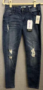 Kensie Skinny Jeans Womens 2 Blue Effortless Arcadia Destruction Mid-Rise Ankle - Picture 1 of 12