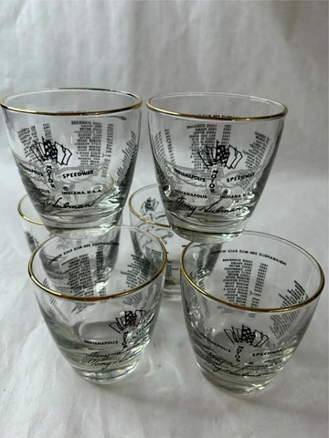 6)  INDIANAPOLIS MOTOR SPEEDWAY  3"  TUMBLERS GLASSES  WINNER LIST 1911-1977 VGC Cover