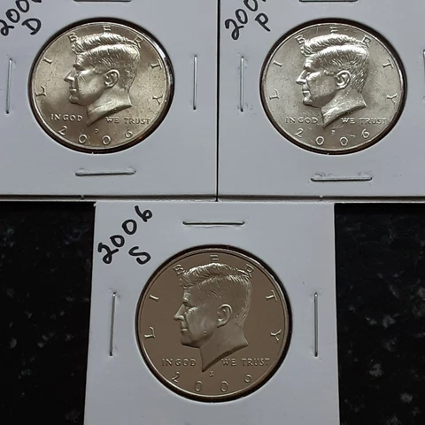 Kennedy NIFC Half Dollar (Lot of  3) 2006 Low Mint Rare 50c Coins "S" Proof Coin Cover
