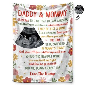 Foto personalizada para bebé niño de papá mamá - Manta del día de la madre de la primera mamá - Imagen 1 de 4