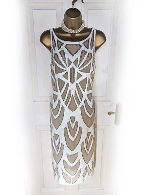 NEEDLE AND THREAD Nude & White Sequin Chiffon Slip Dress, Size 12 - BNWT - Image 1 of 4