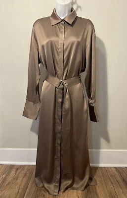 NWT ESPRIT Long Sleeve Buttoned Satin Belted Shirtdress 6/S - Image 1 of 4
