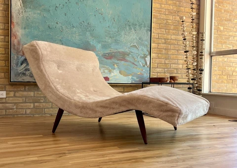 Adrian Pearsall Craft Assoc Walnut Wood Wave Chaise Lounge Chair Mcm Vtg Modern Cover