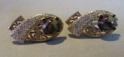 Gemelos de vidrio artístico remolino marrón vintage para hombre bisutería KK43 Foto 1 de 3