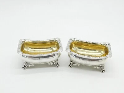 George III Pair of Sterling Silver Paw Foot Salt Cellars Antique 1810 London - Image 1 of 4
