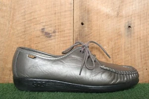 SAS 'Siesta' Pewter Metallic Leather Moc Toe Oxfords Women's Sz. 9M - Bild 1 von 10