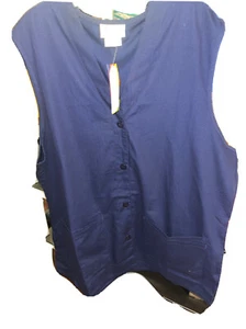 NWT SPECTRUM Scrub Medical NAVY BLUE 4 pocket unisex Vest button down XL - Picture 1 of 7
