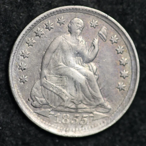 1855 ARROWS Seated Liberty Half Dime CHOICE XF+ FREE SHIPPING E141 YFM Cover