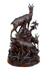 19TH CENTURY CARVED BLACK FOREST IBEX SCULPTURE LINDEN WOOD