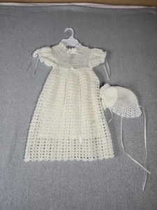Hand Knit Baptism Christening Baby Robe Bonnet and Booties By Dot Zetko NWOT - Picture 1 of 14