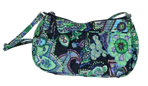 Vera Bradley Quilted Crossbody Bag Purse Green Paisley Adjustable Strap Zipper - Picture 1 of 6
