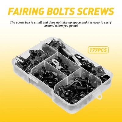 Kit completo de tornillos para carenado de perno para motocicleta 177 piezas negro ajuste Kawasaki Yamaha EAH Foto 1 de 4