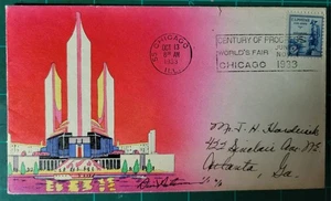 Peterman Hand Drawn & Painted Koscuszko, Worlds fair, Chicago Sc.# 734 First Day - Picture 1 of 1