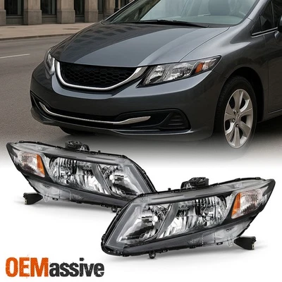 Par de faros cromados tipo halógeno cupé 12-13 para Honda Civic 2012-2015 sedán Foto 1 de 4