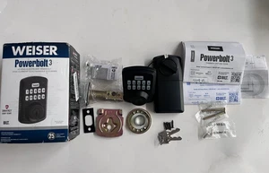Weiser Powerbolt 3 Keypad Smart Deadbolt Lock Matte Black NEW Open Box Complete - Imagen 1 de 4