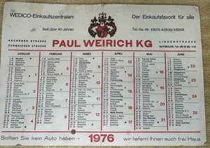 Paul Weirich KG 1976 Double Sided German Calendar WEDICO-Einkaufszentralen - Picture 1 of 6
