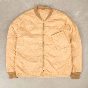 Vintage 80s Full Zip Quilted Bomber Jacket M Made in USA Women's Peach Workwear - Picture 1 of 6