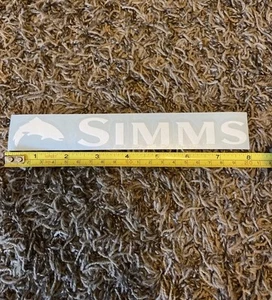 Simms Trout Fly Fishing Sticker Decal White Approx 8” - Picture 1 of 1