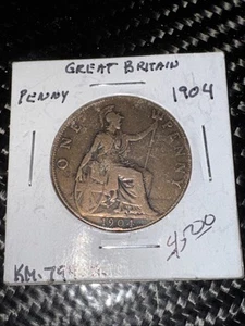 Centavo de bronce Gran Bretaña 1904 de un centavo King George V RARO contenedor 1 - Imagen 1 de 2