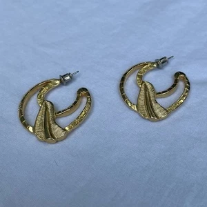 Gold Hoop Earrings Nautical Statement Earrings - Picture 1 of 6